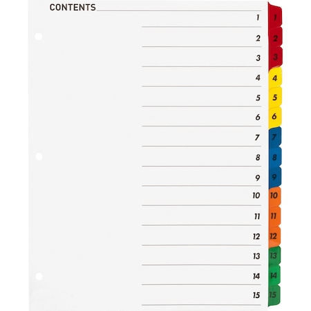 Business Source Table of Content Quick Index Dividers Printed Tab(s), PK15 21904